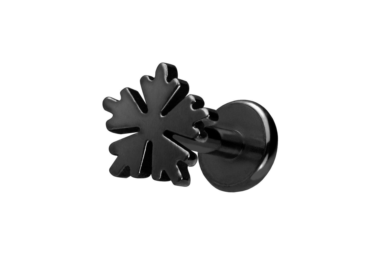 Titan Labret Piercing mit Push Fit SCHNEEFLOCKE